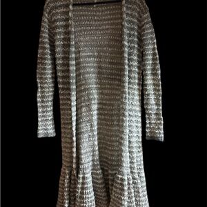 ❄️Free People Gray and White Striped Cardigan